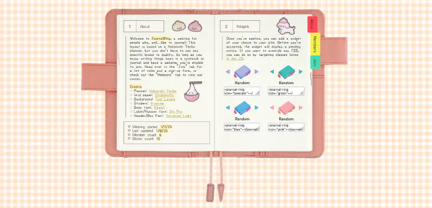JournalRing homepage.