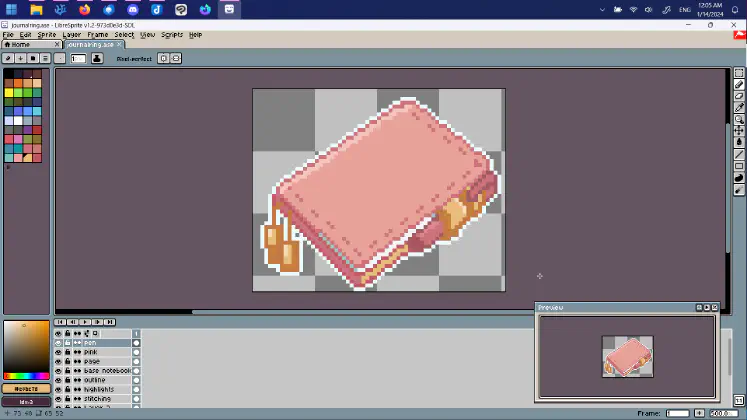 JournalRing widget in Libresprite.